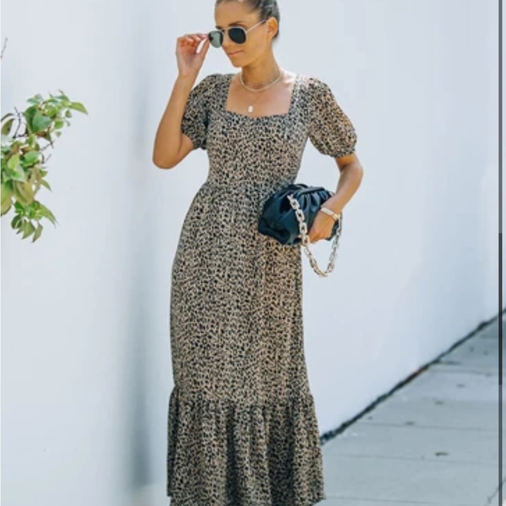 Leopard print midi dress